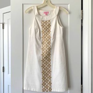 Brides & graduates! White Lilly Pulitzer A-line dress with gold detailing